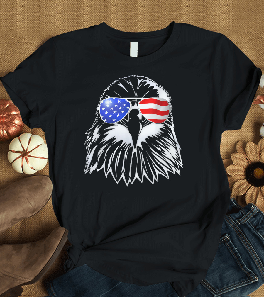 Patriotic American Flag Eagle Sunglasses T-Shirt
