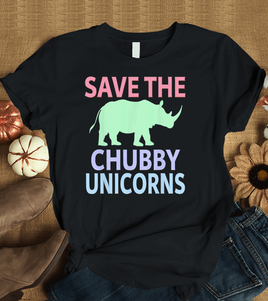 Save The Chubby Unicorns Pastel Rhino Conservation Appeal T-Shirt