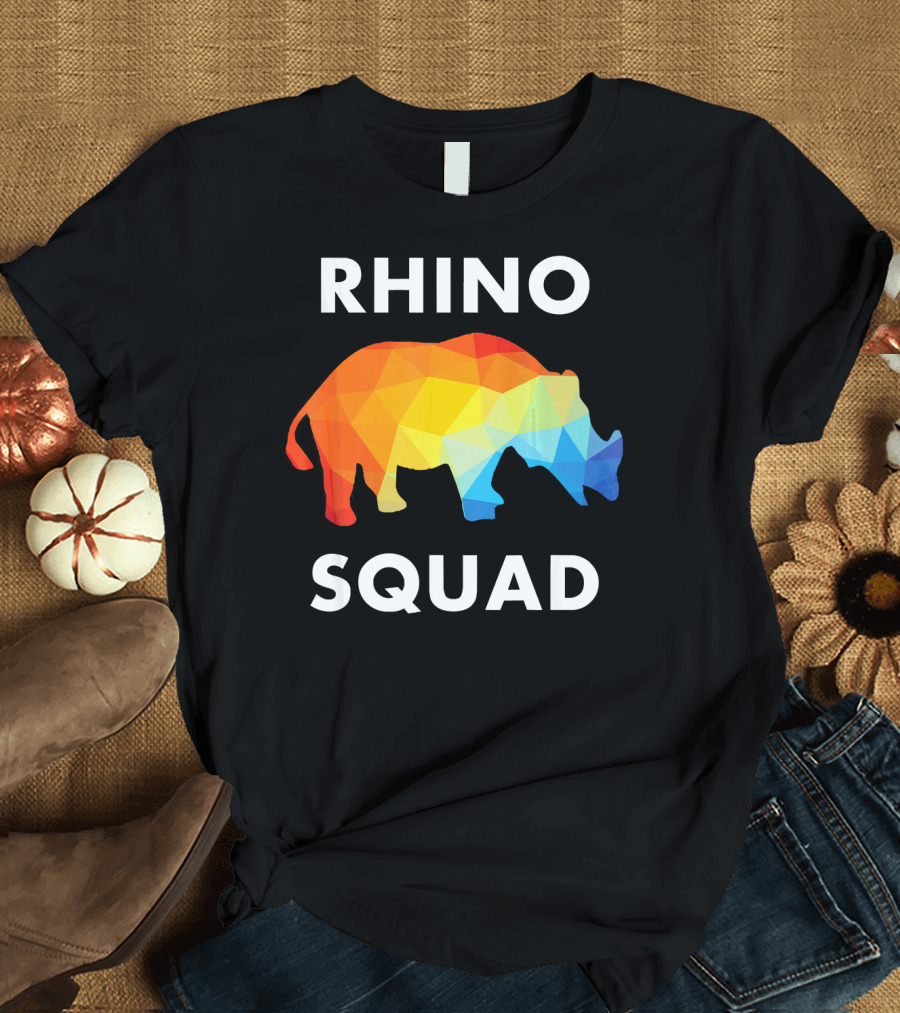 Rhino Squad Geometric Rainbow Rhino T-Shirt