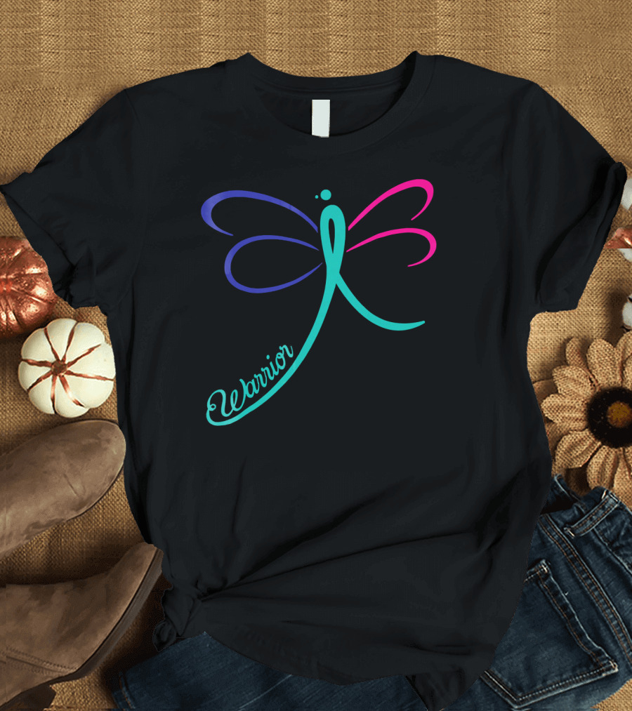 Warrior Thyroid Cancer Awareness Butterfly T-Shirt