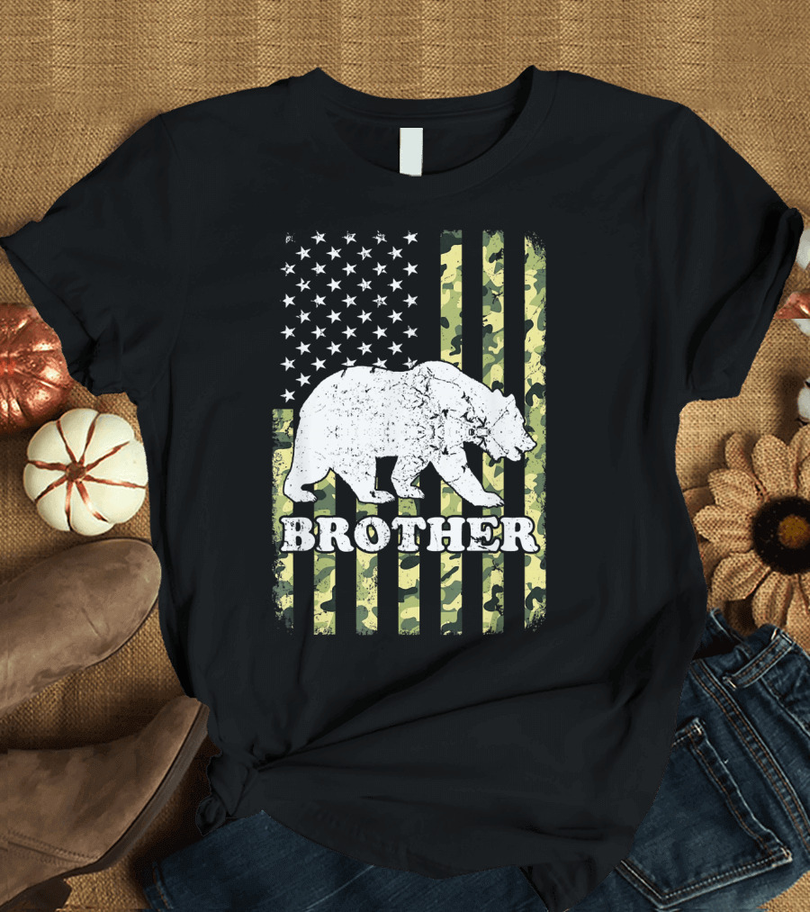 Brother Bear USA Camouflage Flag T-Shirt