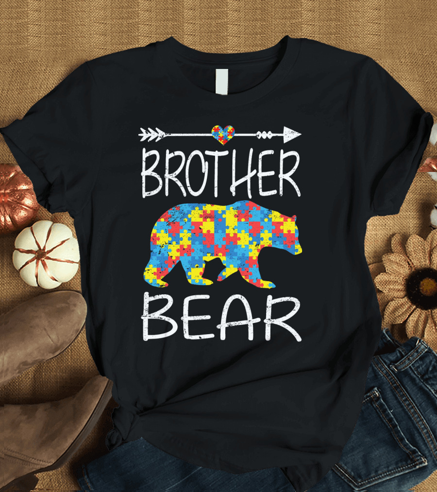 Brother Bear Autism Awareness Puzzle Piece Arrow Love T-Shirt