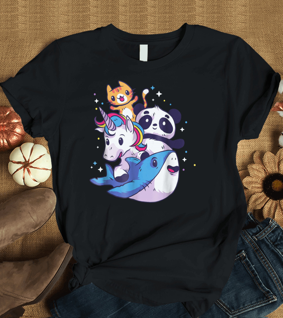 Cute Magical Bunch Unicorn Panda Shark Cat T-Shirt