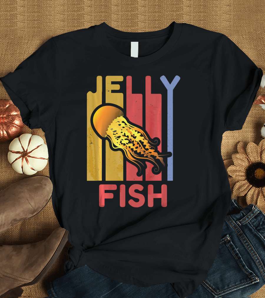 70s Retro Jellyfish Vintage Medu Stripes Colorful T-Shirt