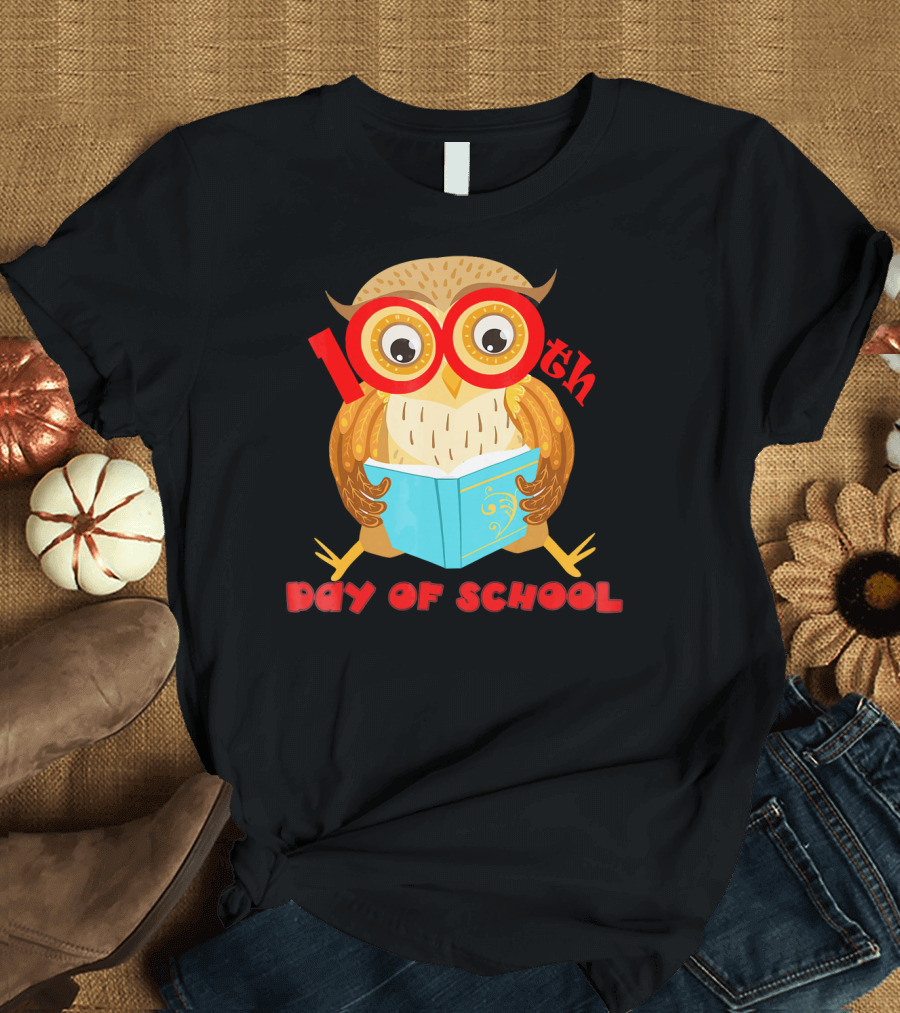 100th Day Of School Owl Holding Book T-Shirt