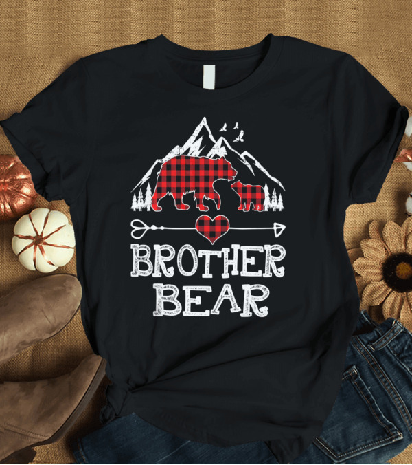 T-Shirt: Brother Bear Red Plaid Mountain Heart Arrow T-Shirt Brother Bear Red Plaid Mountain Heart Arrow T-Shirt