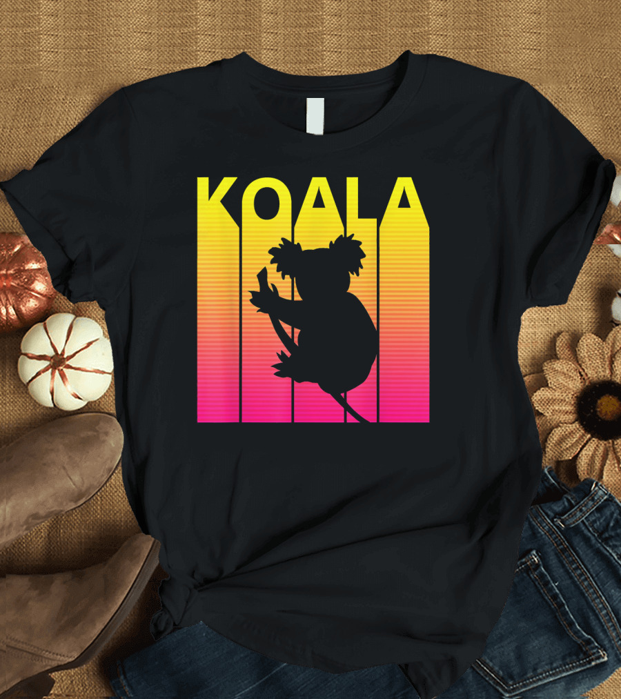 1980s Retro Sunset Koala Animal Lover T-Shirt