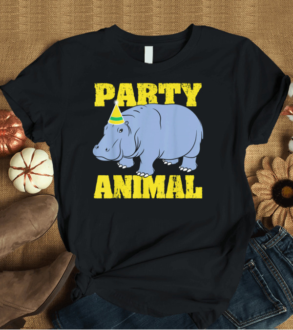 T-Shirt: Party Animal Hippopotamus Birthday T-Shirt Party Animal Hippopotamus Birthday T-Shirt