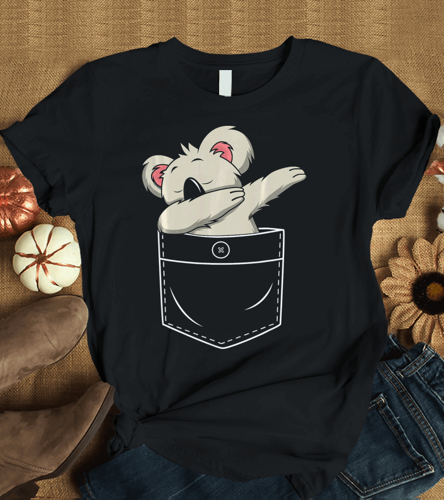 Cute Koala Bear Dabbing in Pocket T-Shirt