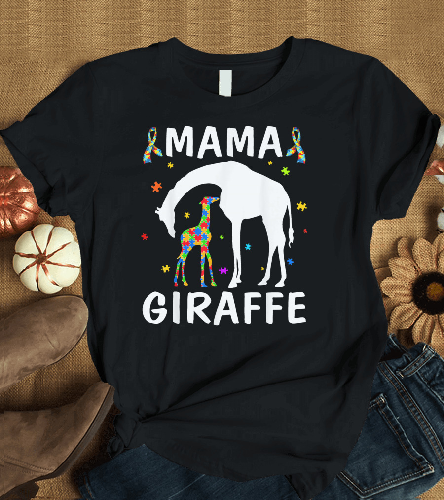 Mama Giraffe Autism Awareness T-Shirt