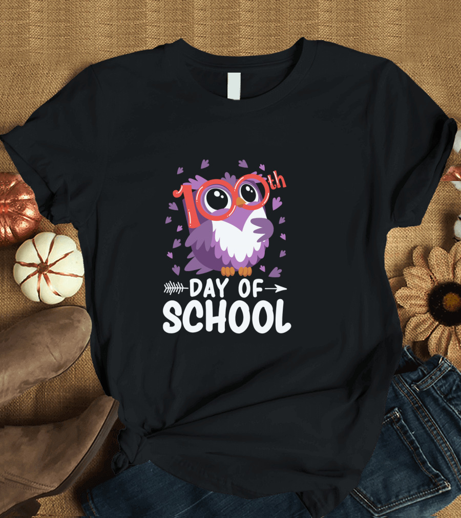 Cute Owl 100th Day of School Teacher Student T-Shirt