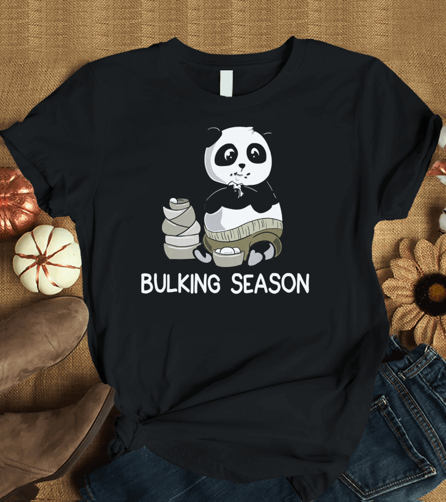 Bulking Season Panda Funny Weightlifting Eating Bowls T-Shirt