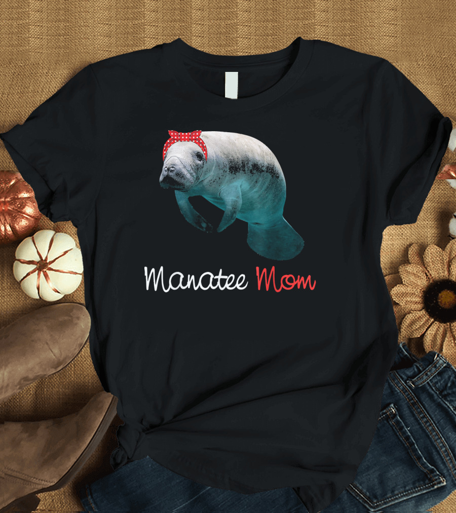 Manatee Mom with Red Bandana T-Shirt