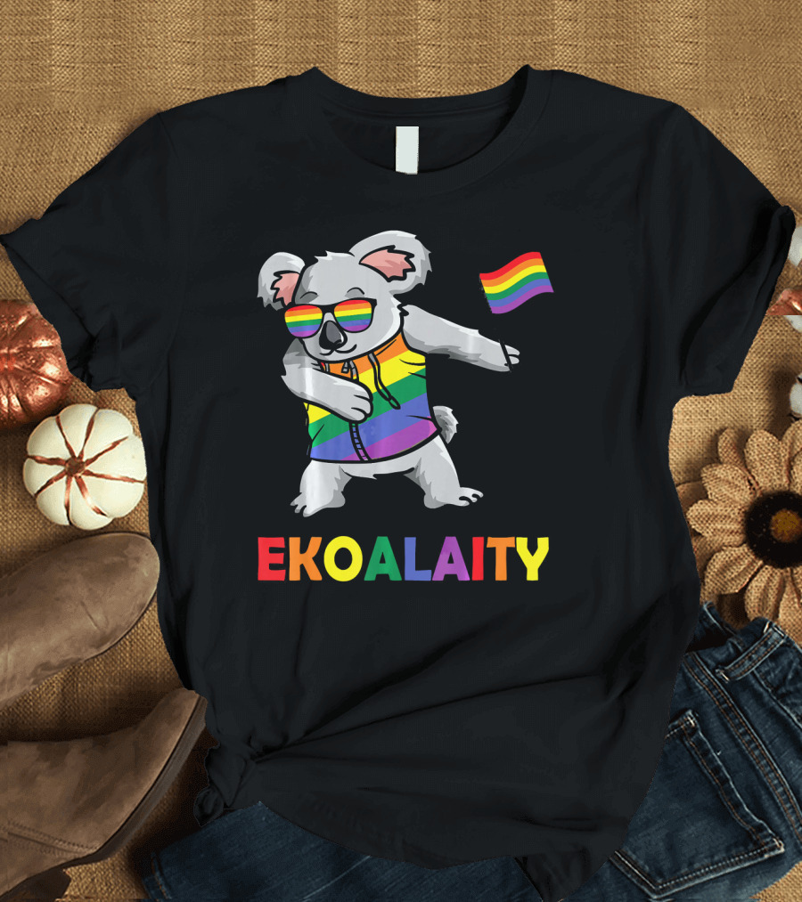 Ekoalaity Koala Rainbow Sunglasses Pride Flag T-Shirt