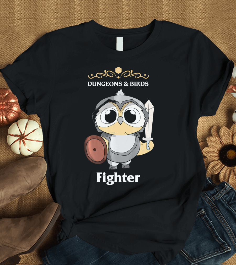 Dungeons and Birds Owl Fighter RPG Knight Adventures T-Shirt