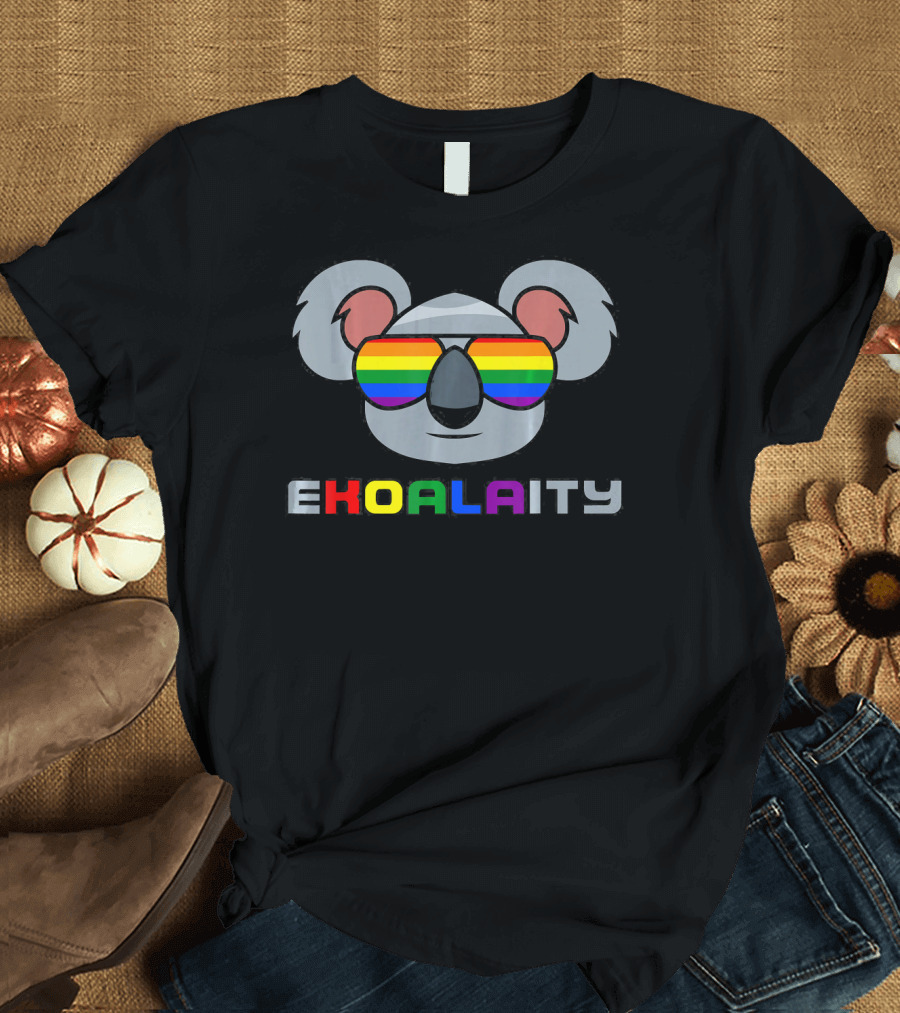 Ekoalaity Rainbow Pride Pro Gay Agenda Koala with Sunglasses T-Shirt