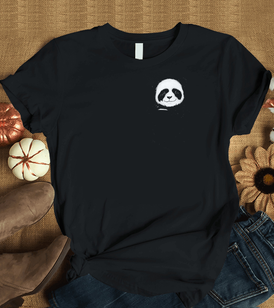 Cute Panda Bear in Pocket for Panda Lovers T-Shirt
