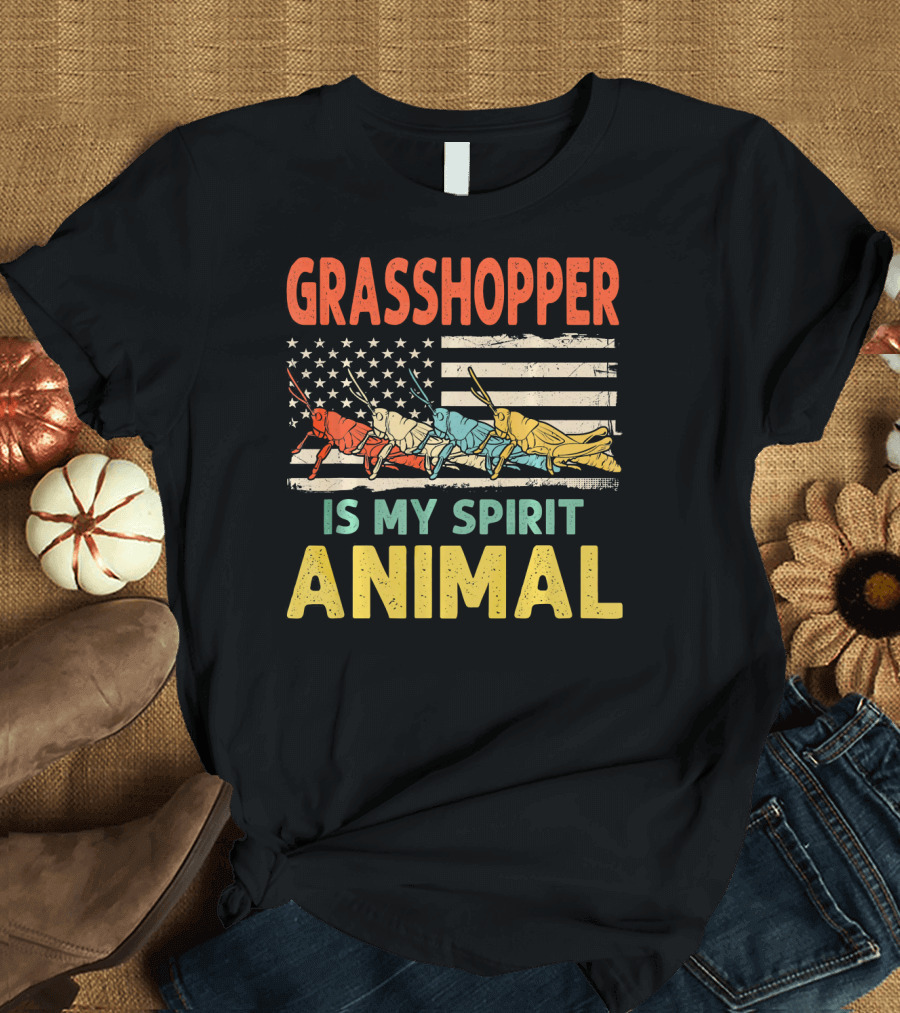 Grasshopper Is My Spirit Animal USA Flag Patriotic T-Shirt