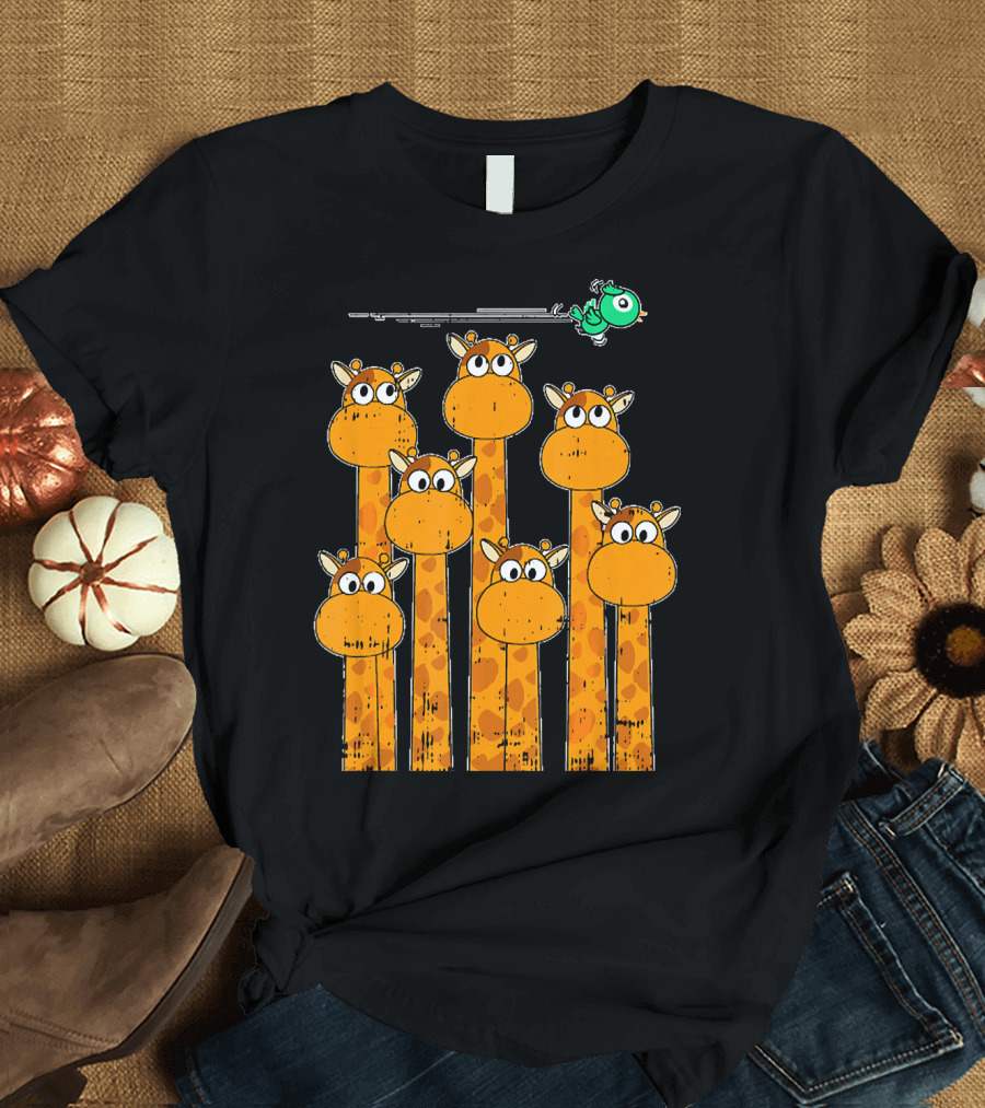 Giraffe Bird Animals Cute Wildlife Safari T-Shirt