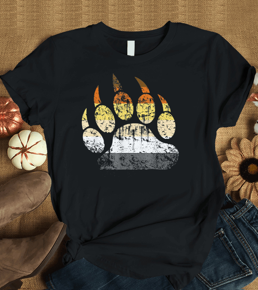 Bear Paw with Gay Bear Pride Flag Colors T-Shirt