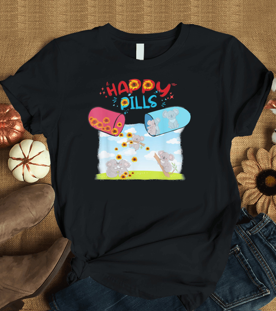 HAPPY PILLS KOALA SUNFLOWERS AND CLOUDS T-Shirt