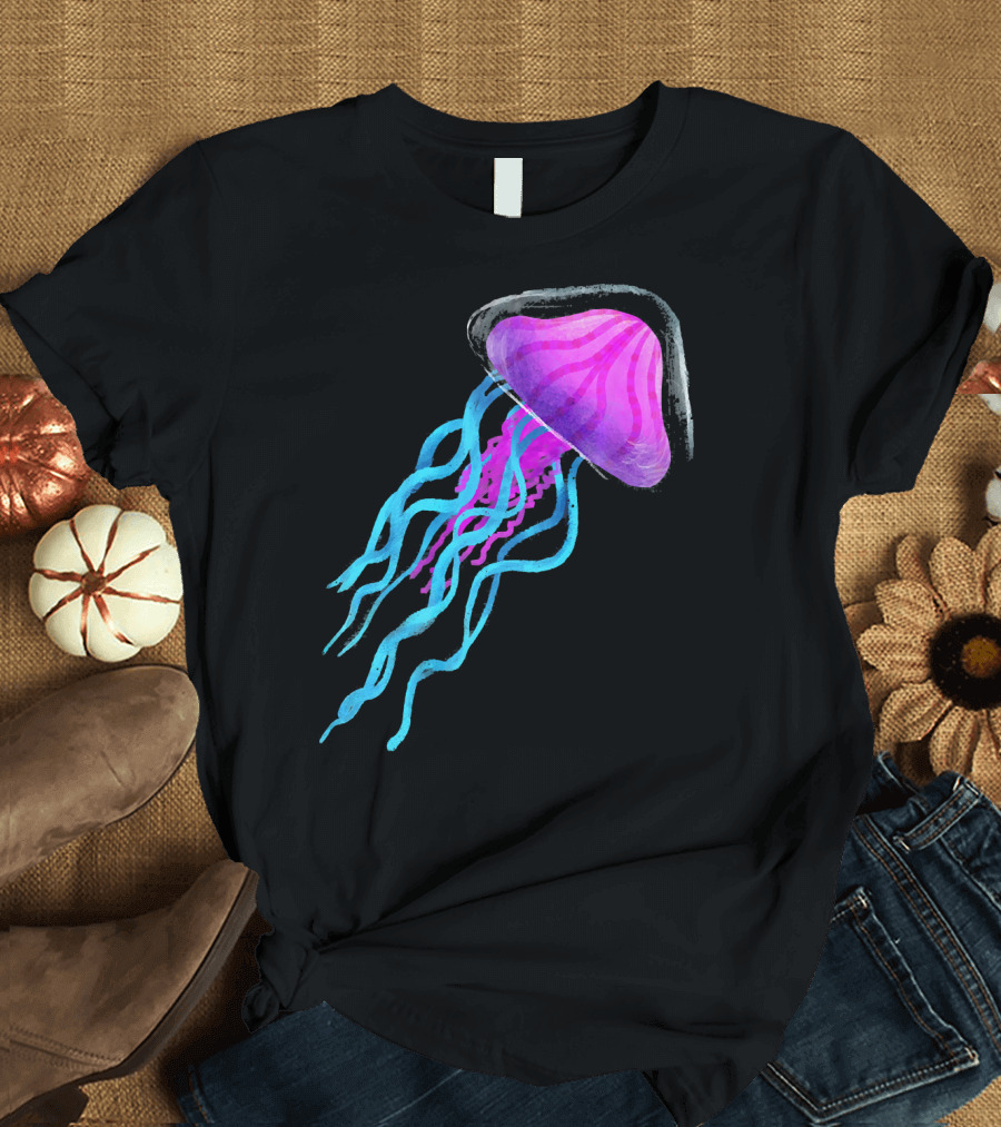 Jellyfish Vibrant Colors Ocean Aquarium Beach T-Shirt