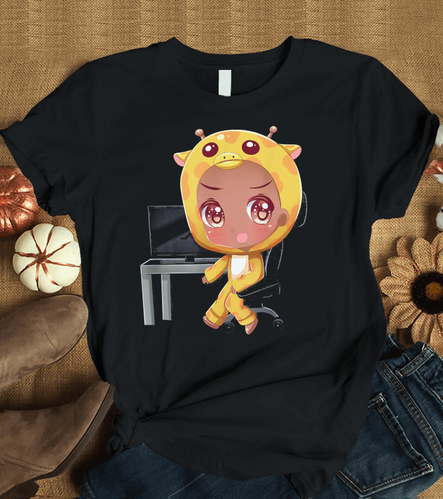 Giraffe Work Station Cool for Comp Chibi Giraffe Hoodie Desk Computer T-Shirt