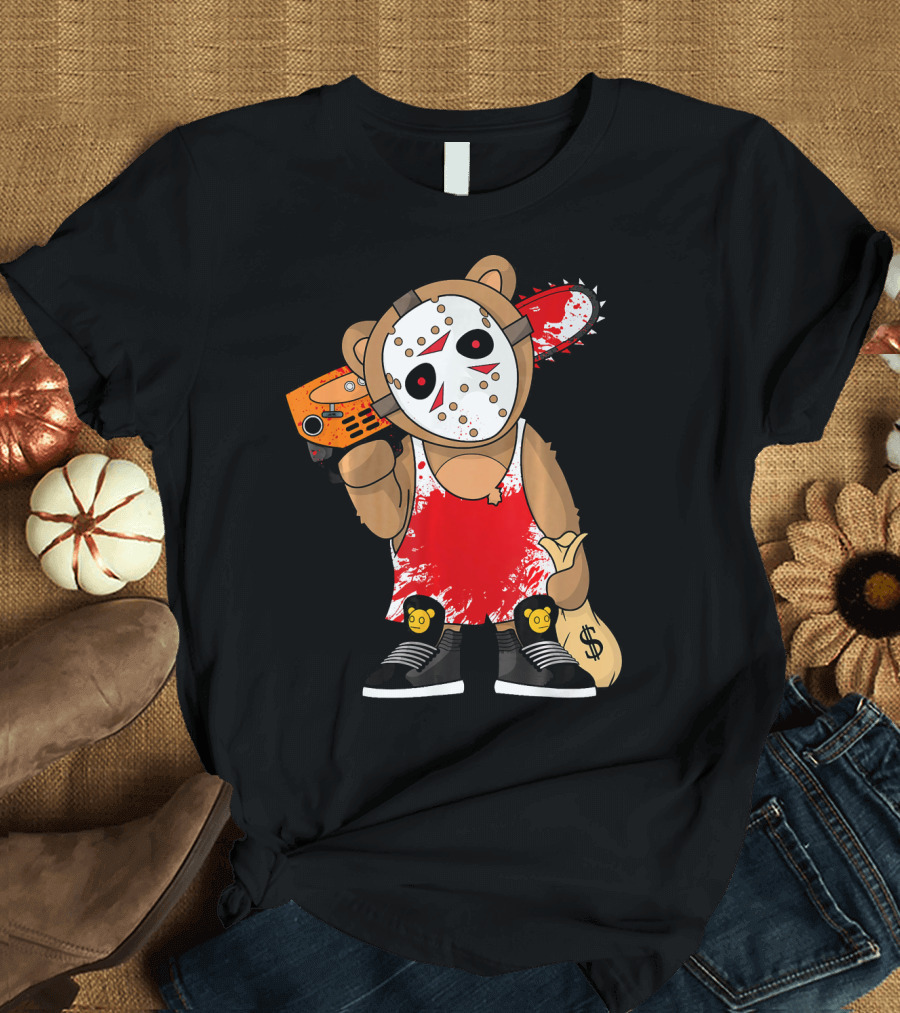 Hockey Teddy Bear Horror Chainsaw Mask 13th Hus T-Shirt