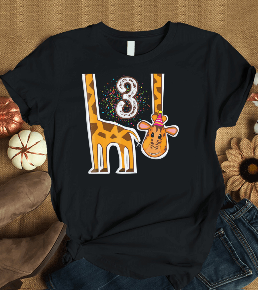 I Am 3 Giraffe Zoo 3rd Birthday T-Shirt