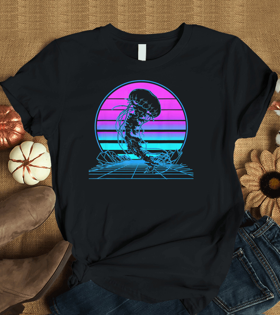 Retrowave Neon Jellyfish Cyber Aesthetic Pastel Goth Vaporwave T-Shirt