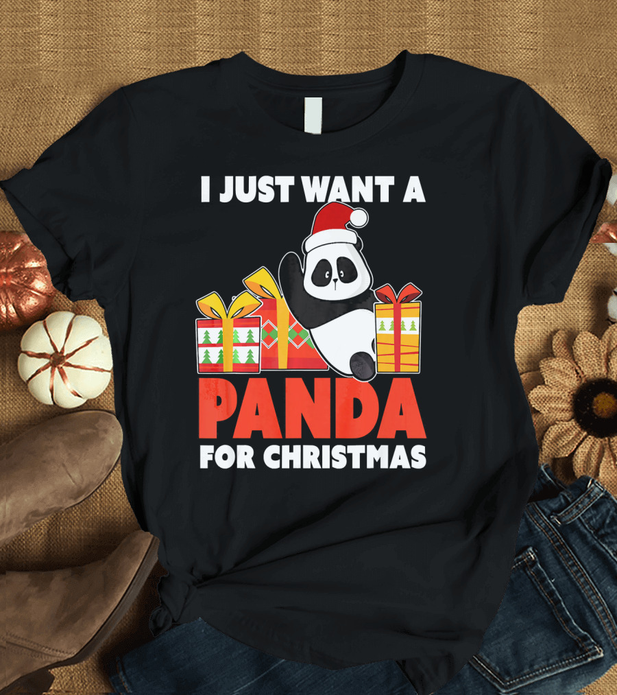 I Just Want a Panda for Christmas T-Shirt