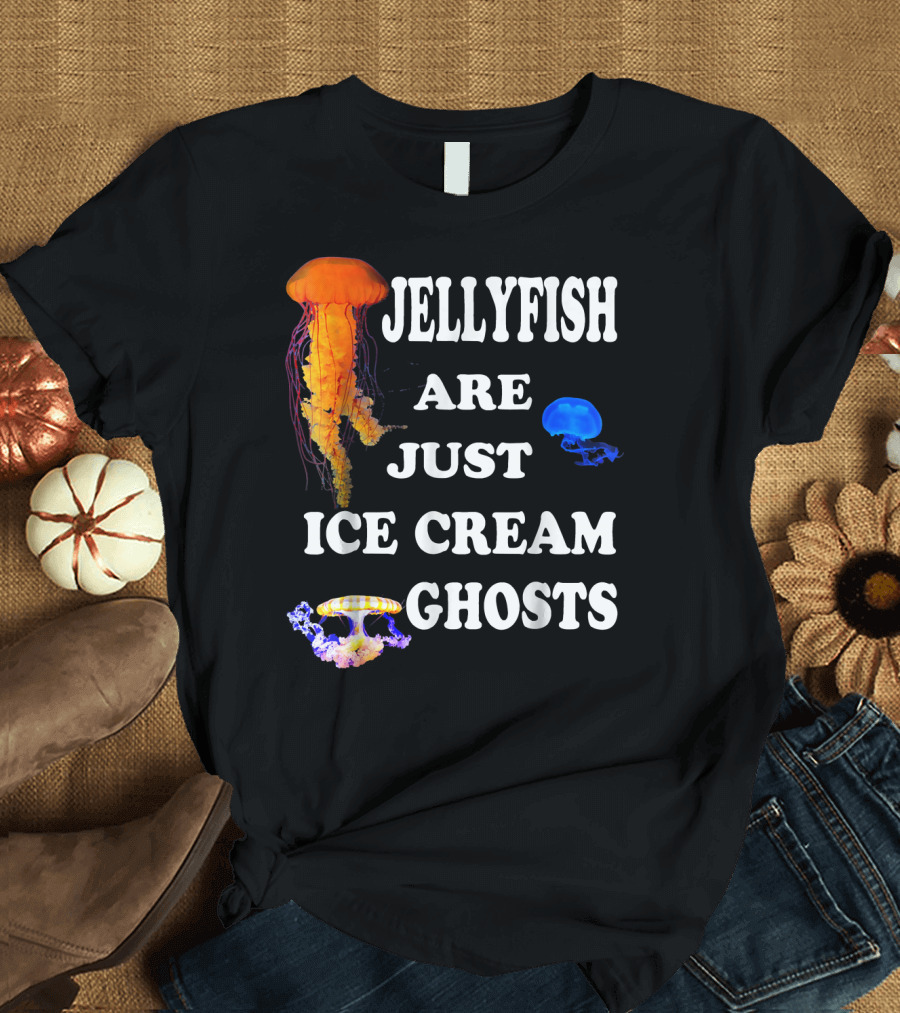 Jellyfish Are Just Ice Cream Ghosts Vintage 90s Themed T-Shirt