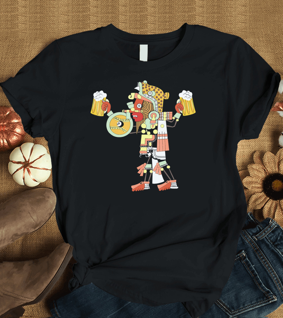Jaguar Warrior Beer Drinking Aztec Legend T-Shirt