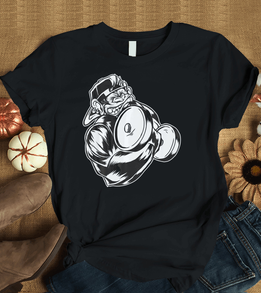Gorilla Bicep Curl Weightlifting Power Flex Beast T-Shirt