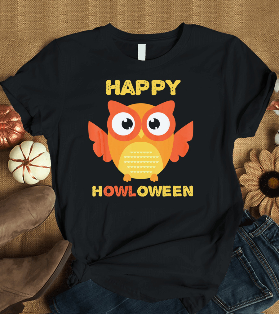 Happy Howloween Funny Owl Cute Cartoon Owl T-Shirt