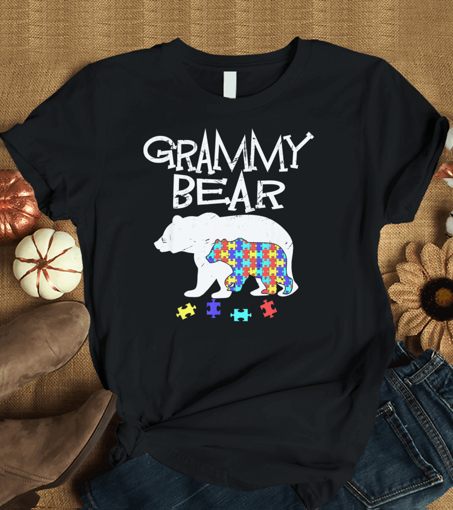 Grammy Bear Autism Awareness Puzzle Piece Bears T-Shirt