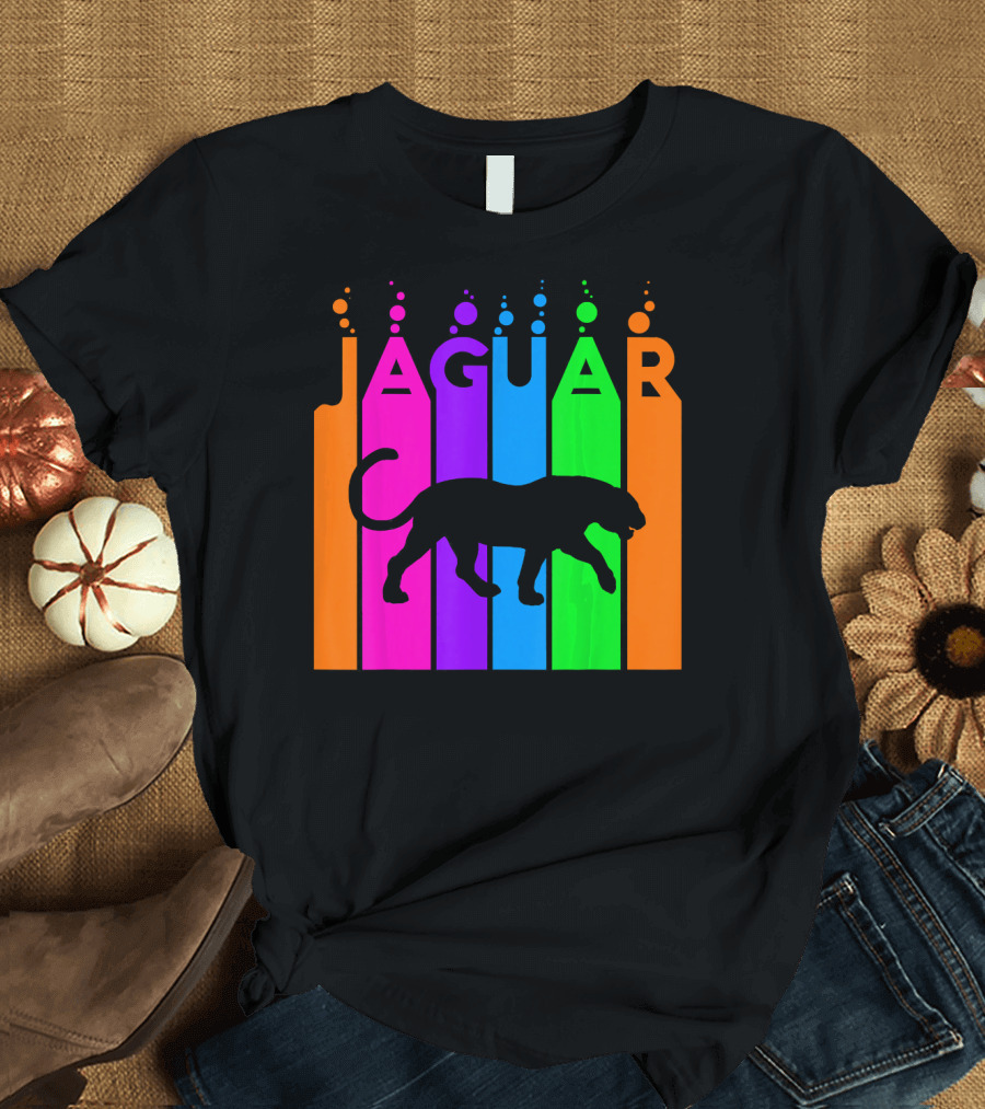 Jaguar Rainbow Bubble Silhouette Animal Lover T-Shirt