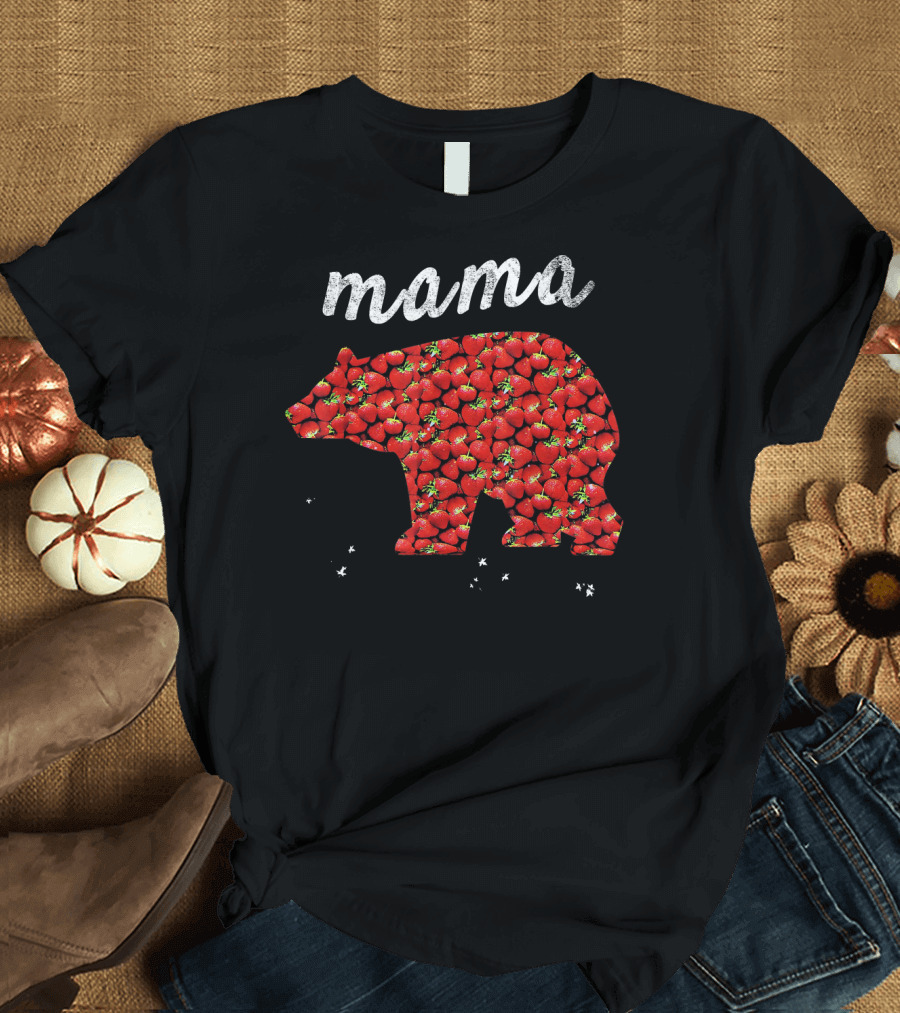 Mama Bear Silhouette with Strawberry T-Shirt
