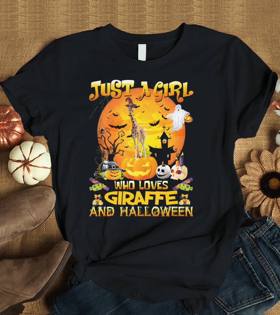 Just a Girl Who Loves Giraffe and Halloween T-Shirt