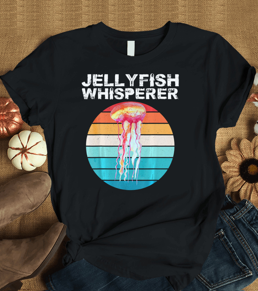 Jellyfish Whisperer Retro Sunset Oceanic Lover T-Shirt