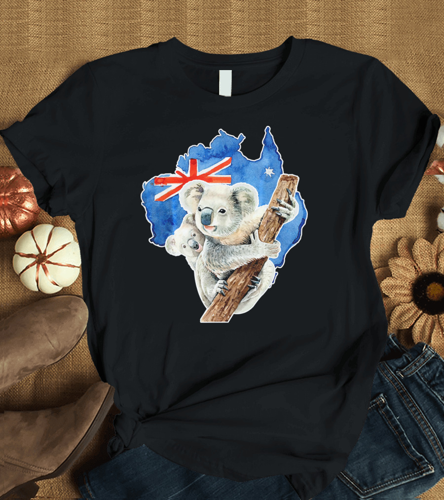 Koala Animal Lovers Australia Map Flag Koalas T-Shirt