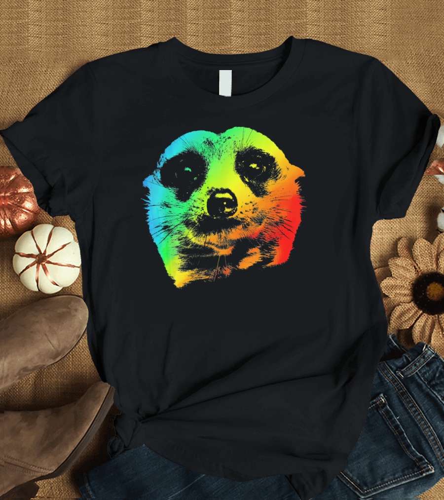 MEERKAT Vibrant Colorful Rainbow Head T-Shirt