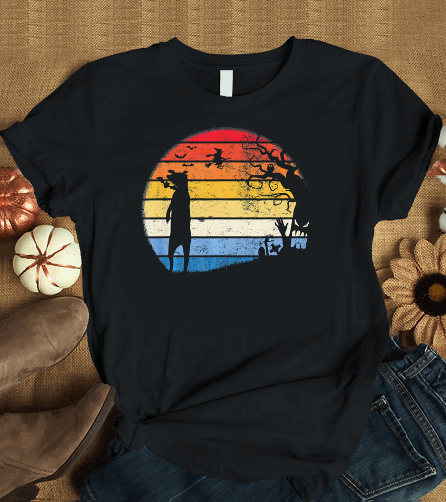 Meerkat Inside Moon with Silhouetted Landscape and Tree T-Shirt