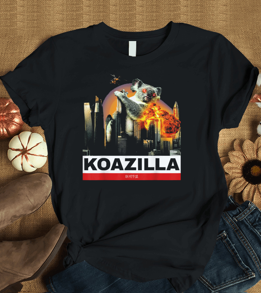 KOAZILLA Giant Koala with Explosions and Cityscape T-Shirt