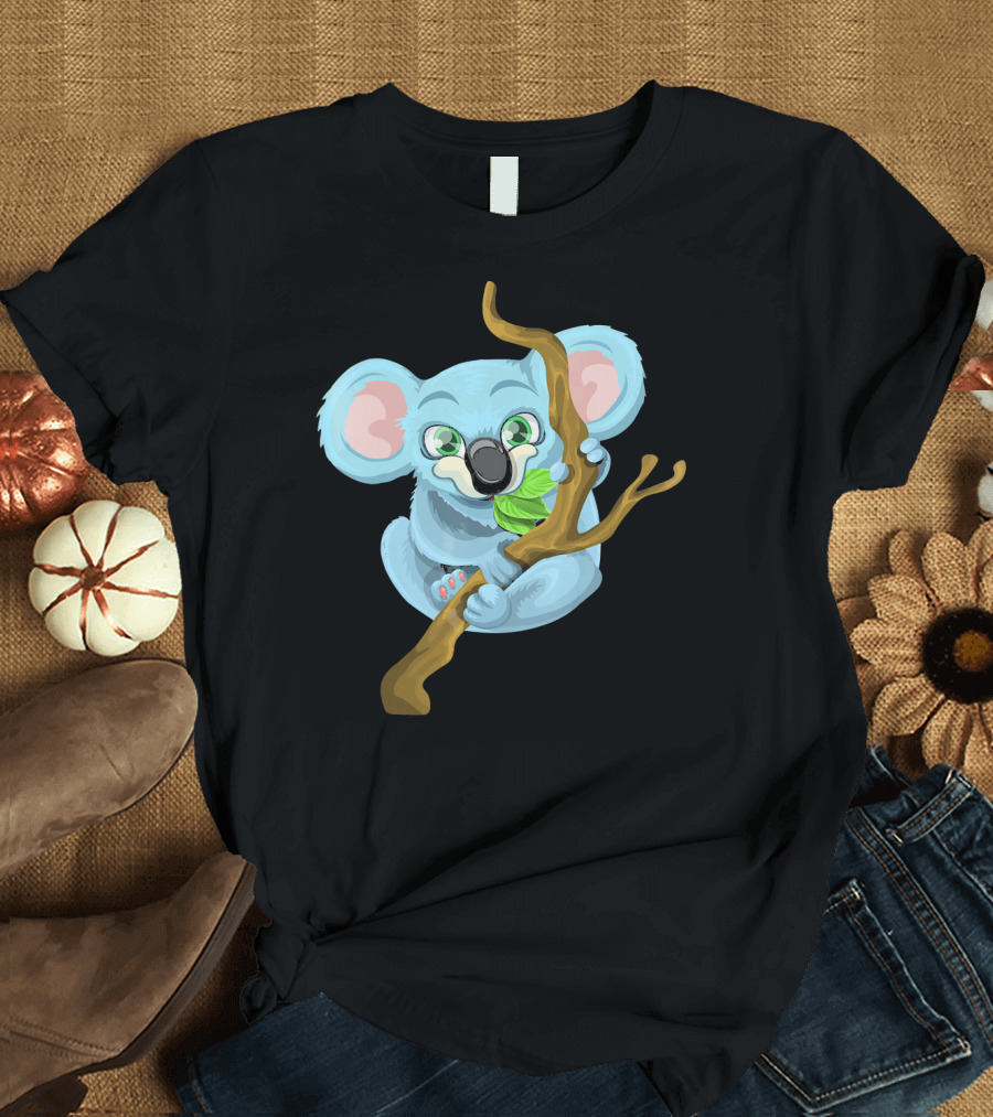 Koala Cute Koala Lover Unique Blue Koala Holding Branch T-Shirt