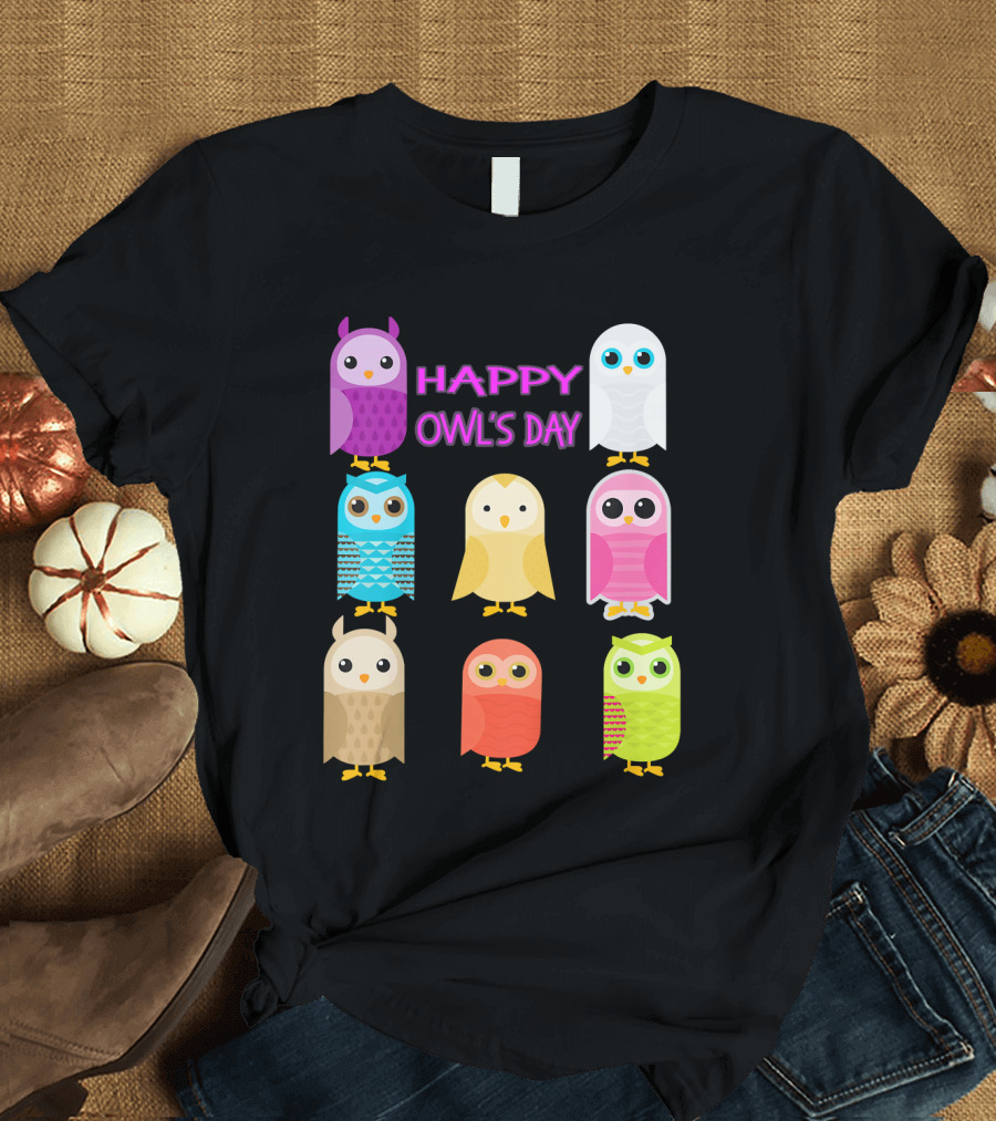 Happy Owl's Day Kids Owl Whisperer Cute Owls Snow T-Shirt