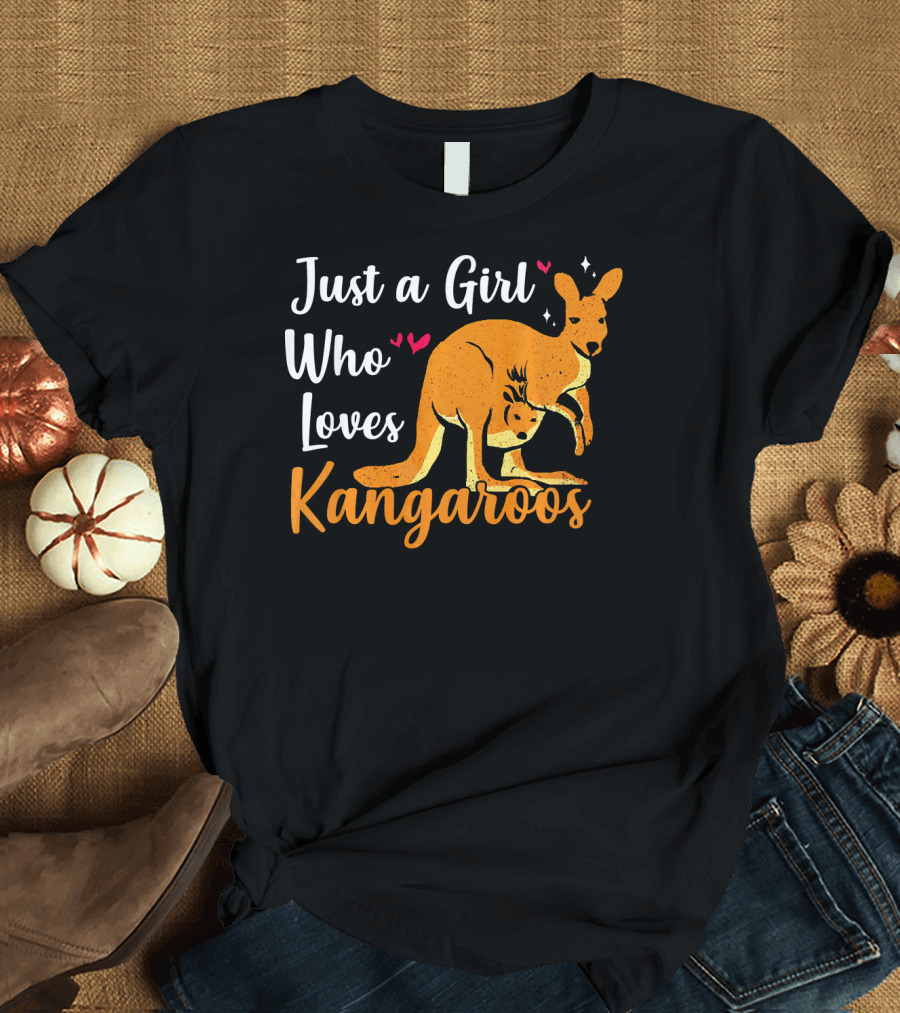 Just A Girl Who Loves Kangaroos With Heart Accents and Kangaroo T-Shirt