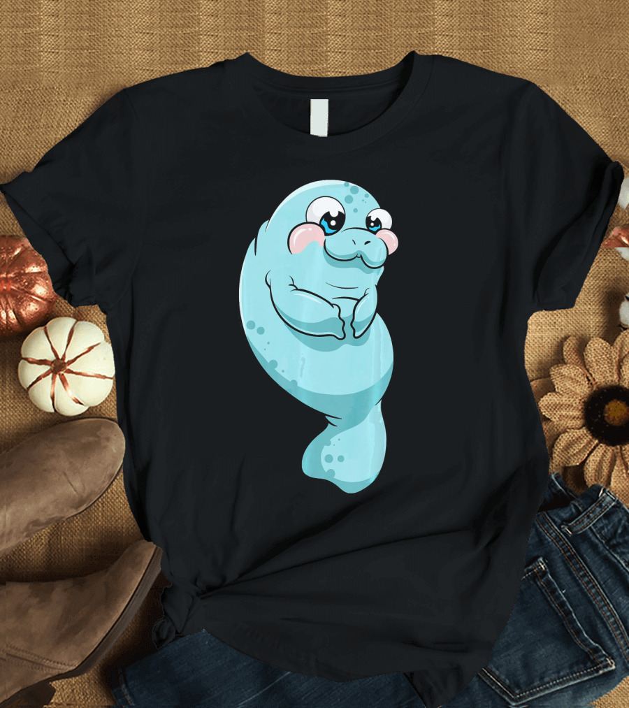 Kawaii Cute Manatee Marine Mammal Character T-Shirt
