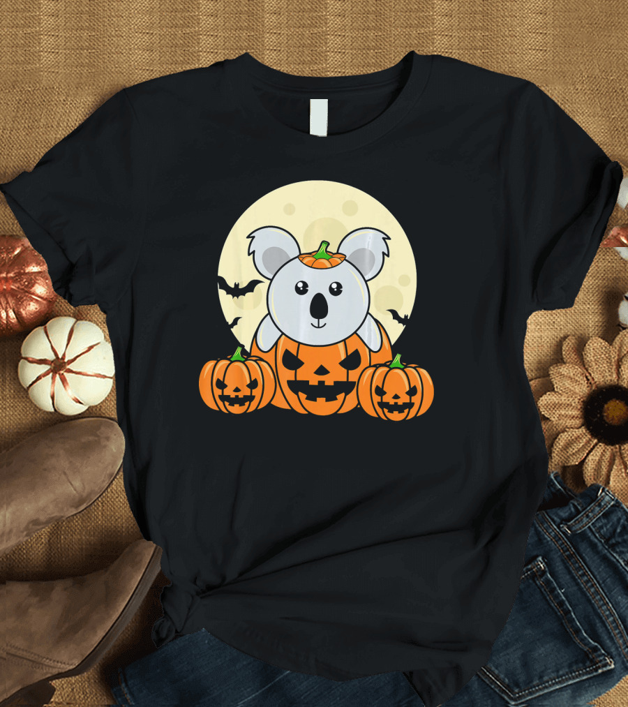 Koala Pumpkin Moon Bats Halloween Costume Cute Eas T-Shirt