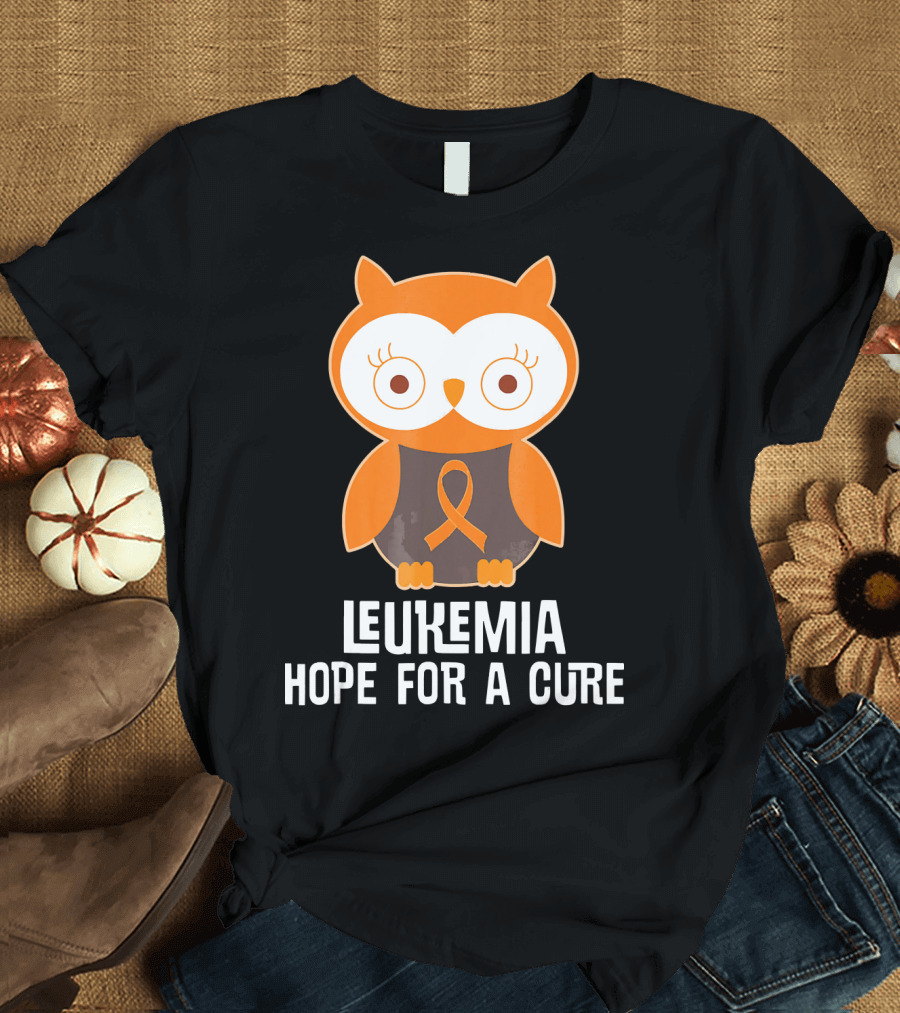 Leukemia Hope For A Cure Orange Ribbon Owl T-Shirt